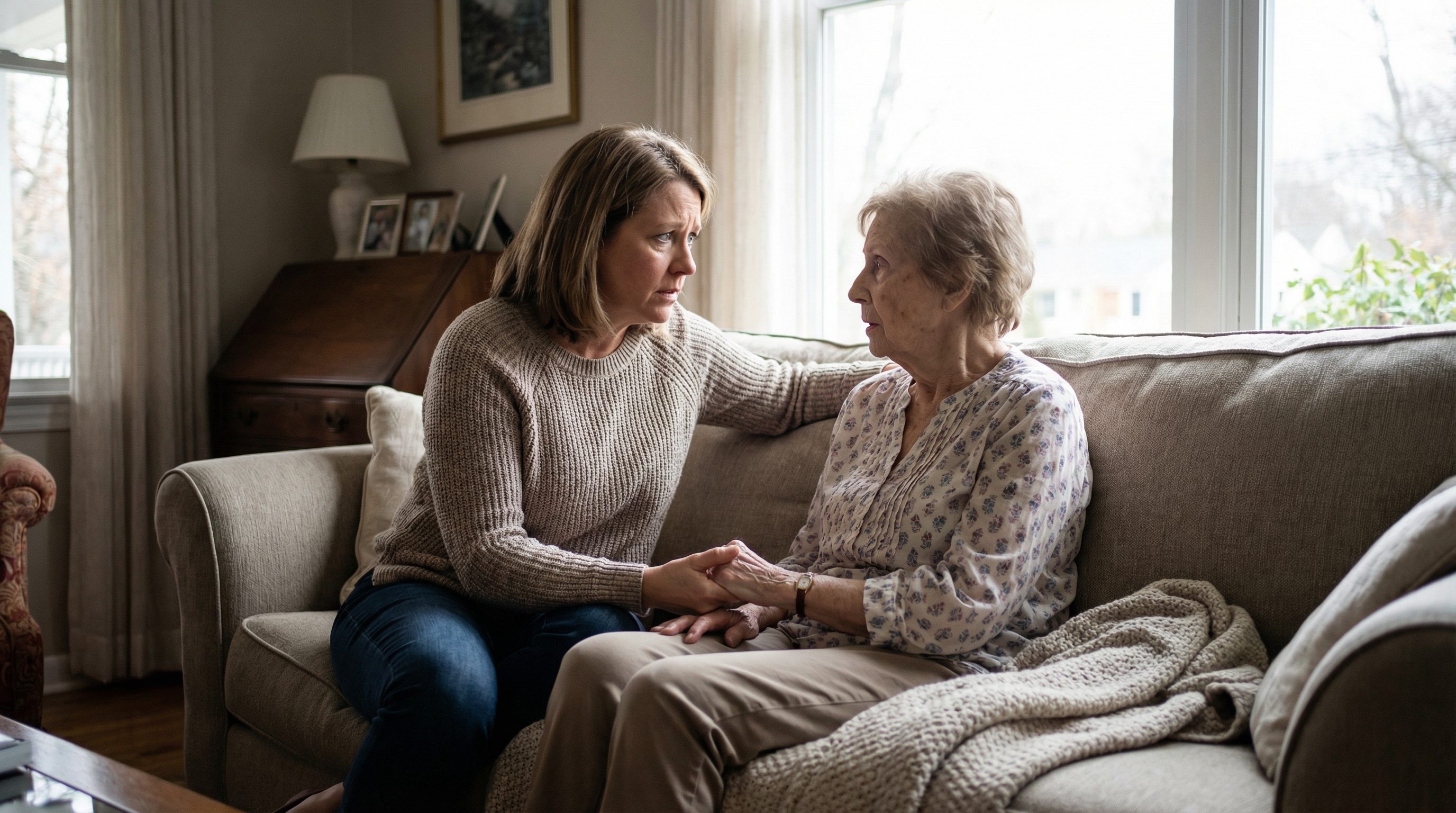Patient and family discussing when to begin comfort care with healthcare provider